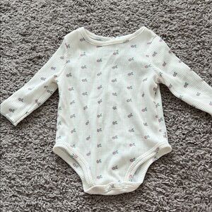 Rare Editions Floral Henley Long Sleeve Onesie